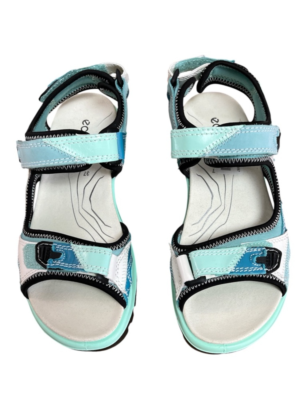 ECCO Cruise II Women's Walking Sandals - Light Blue & Mint Multi - Size 37